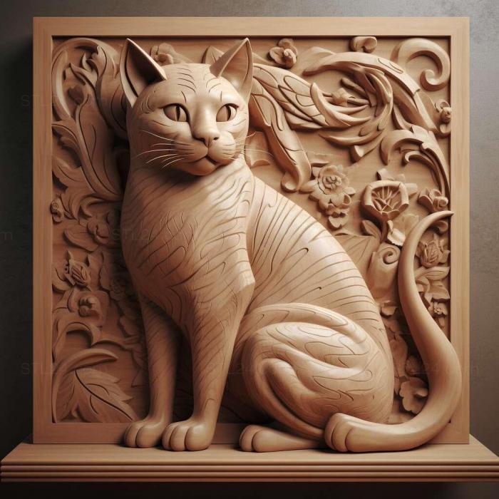 Природа и животные (Кимрский кот 3, NATURE_3587) 3D модель для ЧПУ станка